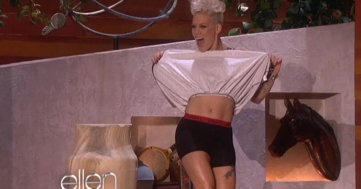 Pink was on Ellen DeGeneres talk show and flashed her knickers at the
